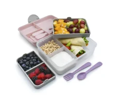 Clearance Caja Bento 2 Niveles Pink Purple Grey Cajas De Almuerzo|Fiambreras Infantiles