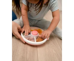 Cajas De Almuerzo^GöBe Caja de Almuerzo Grande Snack Spinner Slide con Hoja Pegatinas Macaron Blue