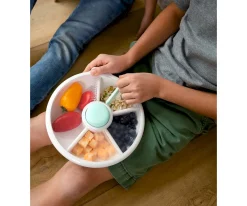 Cajas De Almuerzo^GöBe Caja de Almuerzo Grande Snack Spinner Slide con Hoja Pegatinas Macaron Blue