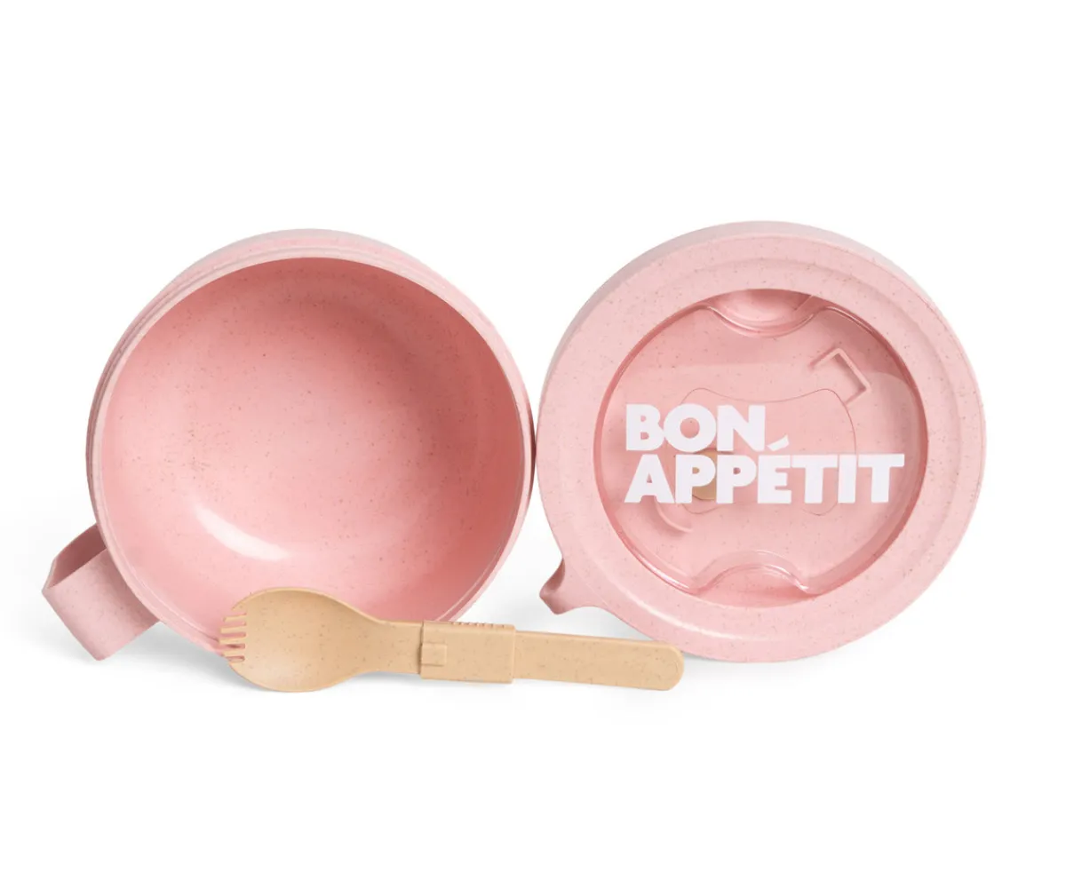 Hot Caja de Almuerzo Redonda Bon Appétit Rosa Comer Al Aire Libre|Fiambreras Infantiles