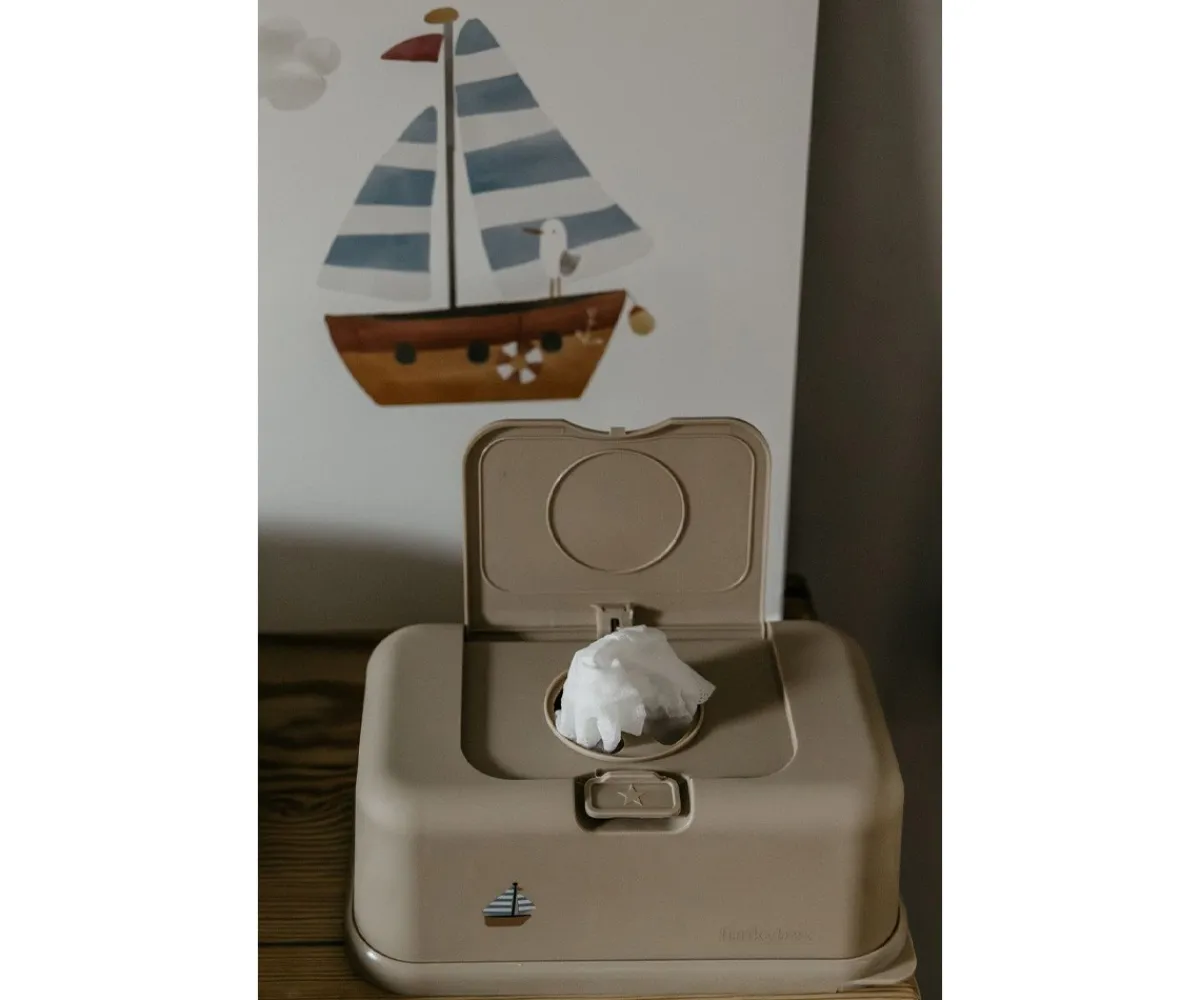 Porta Toallitas^Funkybox Caja de Toallitas Barco Beige