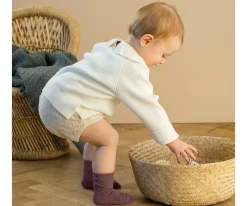 Online Calcetines Suela Antideslizante Bambú Glitter Lavanda Gateo|Calcetines Suela Bebé