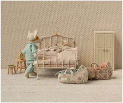Casa De Muñecas De Madera^Maileg Cama Vintage para Ratón Off White Dots