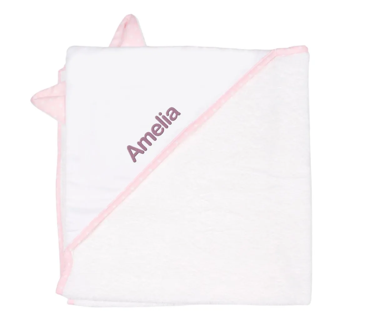 Capa De Baño Bebé^Cristina de Jos'h Capa de Baño Orejitas Classic Star Rosa Personalizable