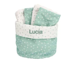 Sale Cesta con Secababitas Mini Star Verde Personalizable Niños Organizadores De Baño|Secababitas