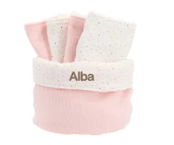 Organizadores De Baño^Cristina de Jos'h Cesta con Secababitas Rainbow Dots Rosa Personalizable