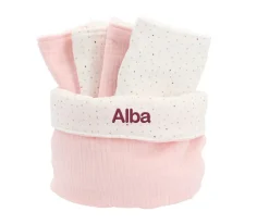 Organizadores De Baño^Cristina de Jos'h Cesta con Secababitas Rainbow Dots Rosa Personalizable