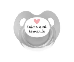 Clearance Chupete Retro Gris Quiero a mi Hermanita Chupetes Amor|Chupetes San Valentin