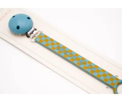 Chupeteros^Grech & Co Chupetero Silicona Checks Laguna+Wheat