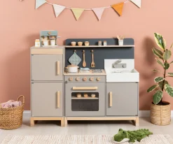 Hot Cocina de Madera Linum Gris Cálido/Natural Niños Cocinitas De Juguete|Juegos De Imitación