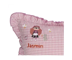 Best Cojín con Volantes Vichy Fantastic Girl Personalizado Cojines Infantiles|Colecciones Vuelta Al Cole