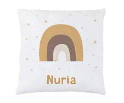 Cojín Personalizado Arcoíris Mostaza Colecciones Vuelta Al Cole|Cojines Infantiles