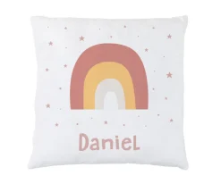 Cojín Personalizado Arcoíris Rosa Cojines Infantiles|Colecciones Vuelta Al Cole