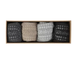 Gateo^GoBabyGo Combo Box Calcetines Suela Antideslizante Algodón Dark Grey Melagne, Sand, Grey Melange, Black