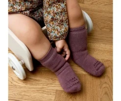 Gateo^GoBabyGo Combo Box Calcetines Suela Antideslizante Algodón Misty Plum, Sand, Soft Pink, Grey Melange