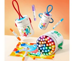 Manualidades Para Niños^MiDeer Cubo de 24 Crayones Silky Secado Rápido, Suaves y Lavables