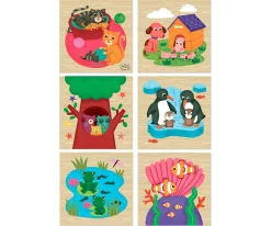 Cubos Madera Animales Madera Niños Juguetes Para Niños De 18 Meses|Juguetes Para Niños De Un Año