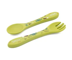 Sale Cuchara y Tenedor de Silicona Dinosaurio Vajilla Infantil|Comer Al Aire Libre