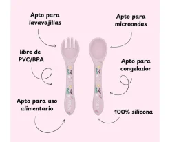 New Cuchara y Tenedor de Silicona Unicornio Comer Al Aire Libre|Cubiertos Infantiles