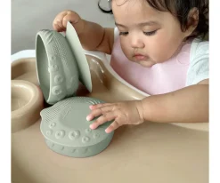 Vajilla Infantil^Miniware Cuenco de Silicona con Tapa y Ventosa Sage