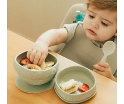 Vajilla Infantil^Miniware Cuenco de Silicona con Tapa y Ventosa Sage