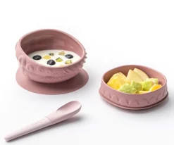 Vajilla Infantil^Miniware Cuenco de Silicona con Tapa y Ventosa Rasberry