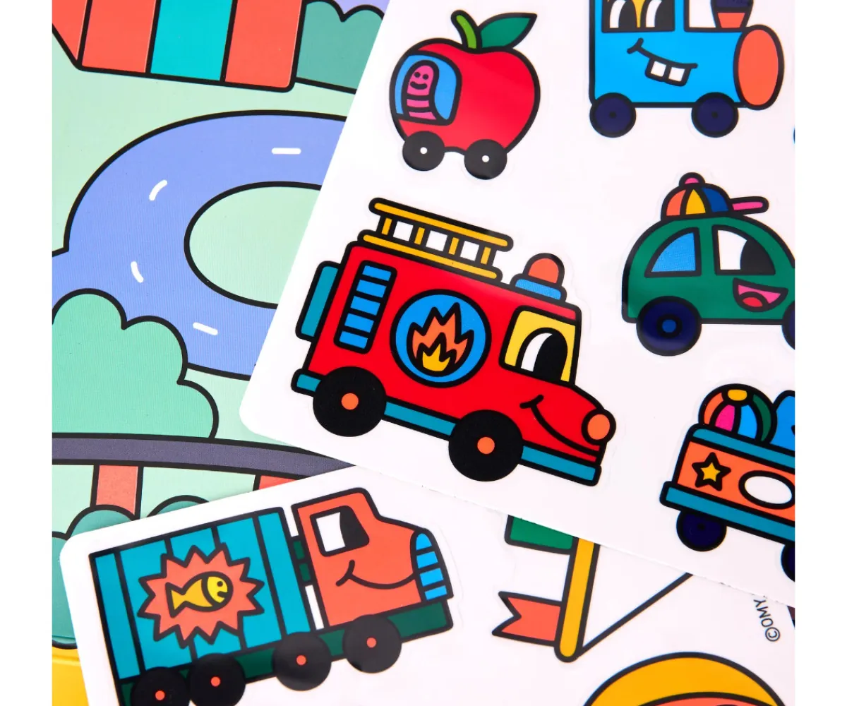 Manualidades Para Niños^Omy Desplegable de Pegatinas Reutilizables Montessori ¡Vroom Vroom!