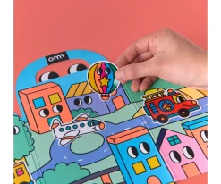 Manualidades Para Niños^Omy Desplegable de Pegatinas Reutilizables Montessori ¡Vroom Vroom!