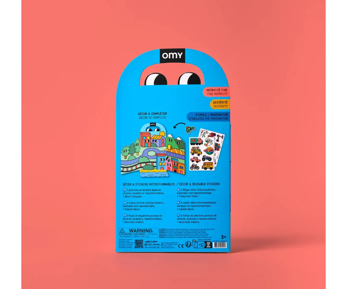 Manualidades Para Niños^Omy Desplegable de Pegatinas Reutilizables Montessori ¡Vroom Vroom!