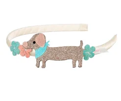 Accesorios De Pelo^Souza Diadema Infantil Puck Glitter con Flores y Perrito Dachsund