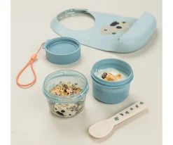 Fiambreras Infantiles^Done by Deer Dispensador Doble S Tiny Farm Blue