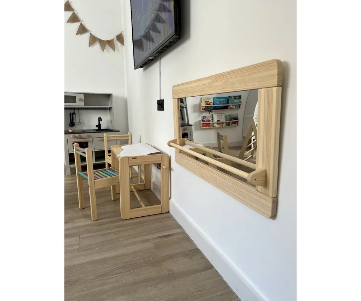Discount Espejo Montessori Grande con Barra de Madera Niños Juguetes Para Niños De 18 Meses|Juguetes Niños 3 Años