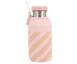 Botellas Para Personalizar^Monnëka Funda Neopreno Stripes Pink 500ml Personalizable