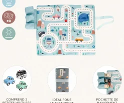 Juguetes Niños 3 Años^Monnëka Juego Mantel con Circuito Azul + 3 Coches