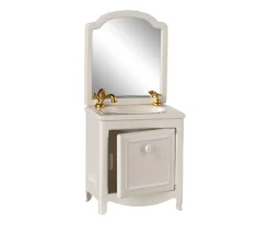 Casa De Muñecas De Madera^Maileg Lavabo Aparador con Espejo para Ratón Off White