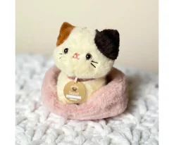 Peluches^Minikane Les Minis Kanaï Gato de Peluche Kimi con Collar y Cesta de Piel Sintética