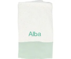 Mantas^Cristina de Jos'h Manta Coralina Rainbow Dots Verde Personalizable