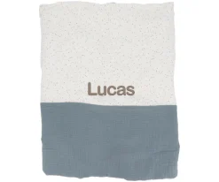 Mantas^Cristina de Jos'h Manta Coralina Rainbow Dots Azul Personalizable