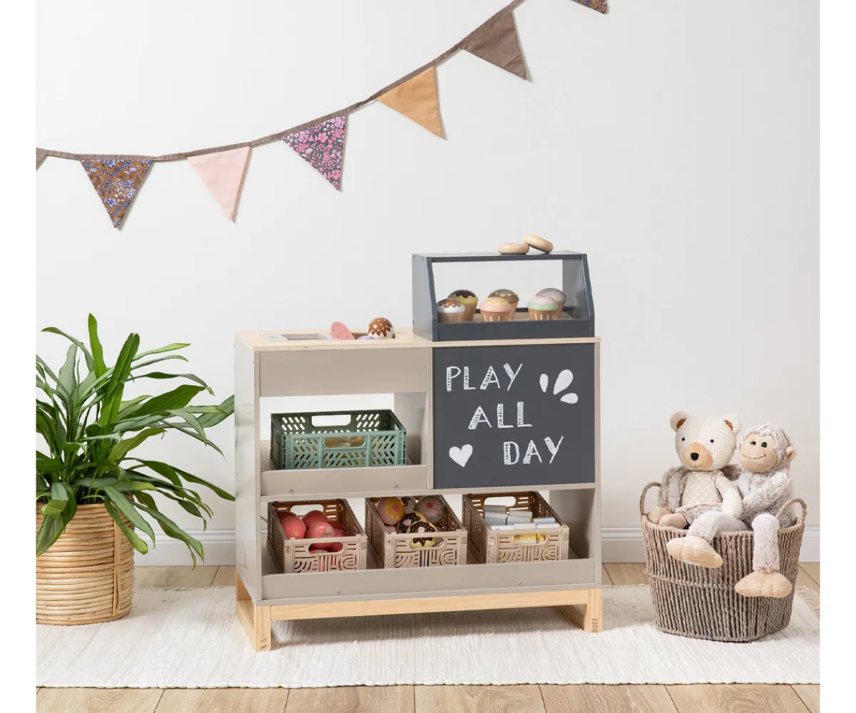 Mercado de Madera Vinca Gris Cálido/Natural Niños Juguetes Niños 3 Años|Juguetes Niños 4 Años