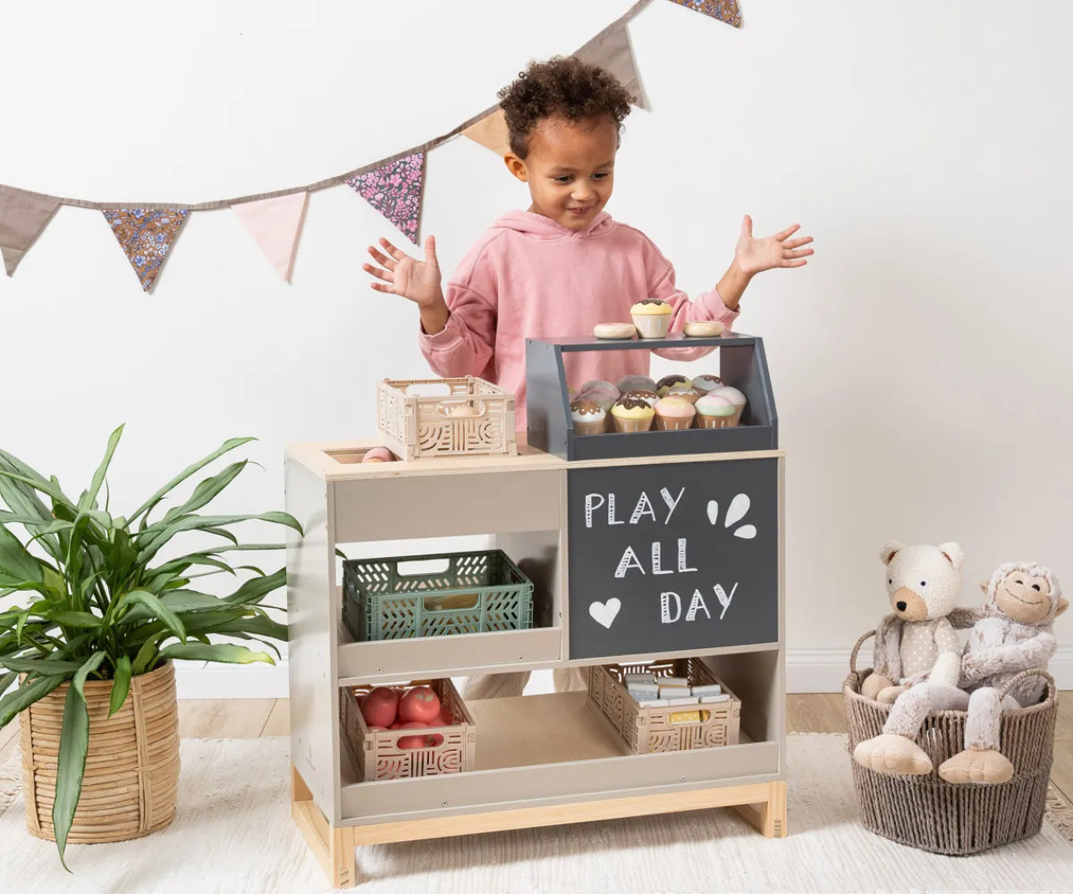Mercado de Madera Vinca Gris Cálido/Natural Niños Juguetes Niños 3 Años|Juguetes Niños 4 Años