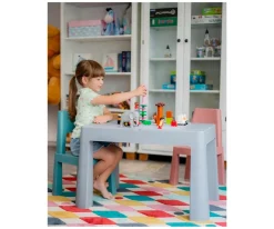 Best Mesa Multifunción Gris/Old Rose/Turquesa Niños Juguetes Niños 3 Años|Mobiliario Infantil
