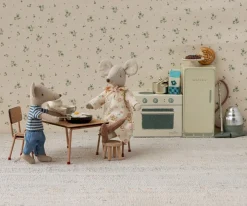 Casa De Muñecas De Madera^Maileg Mesa y 2 Sillas Ratón Dark Powder