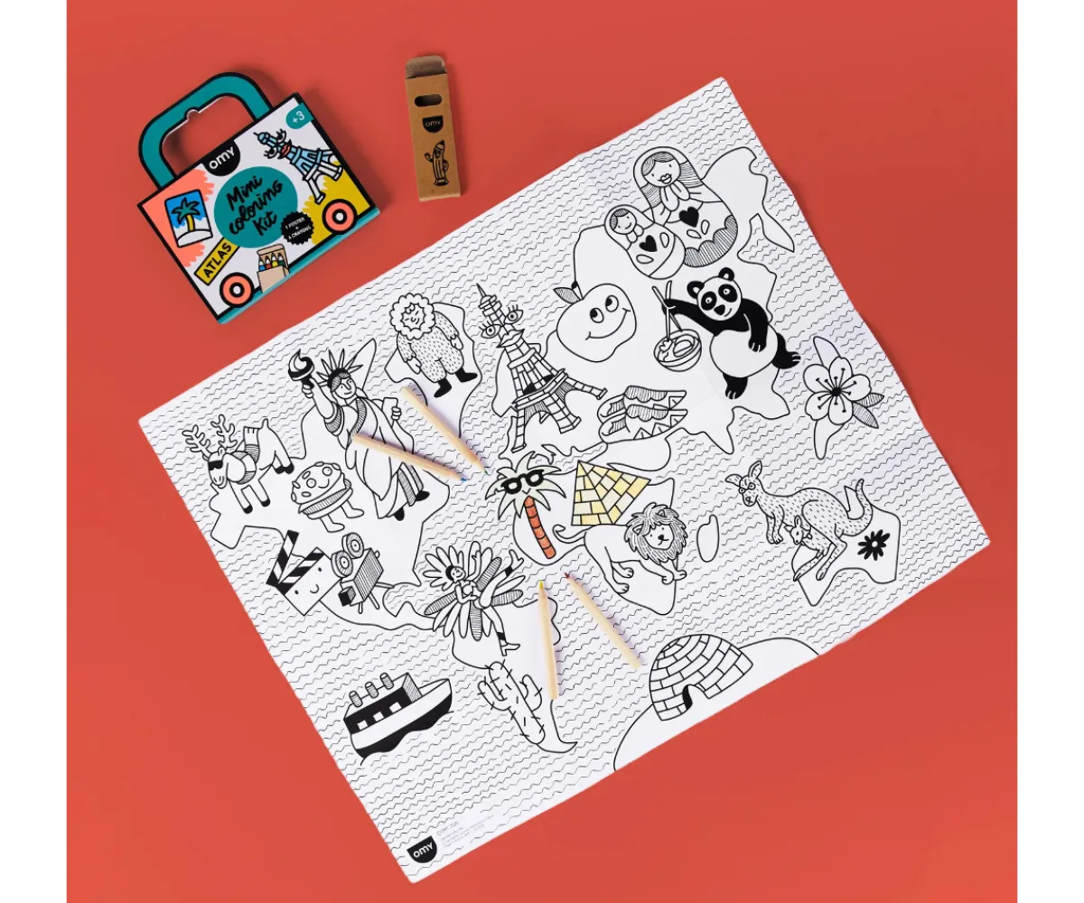 Manualidades Para Niños^Omy Mini Pocket Atlas para Colorear