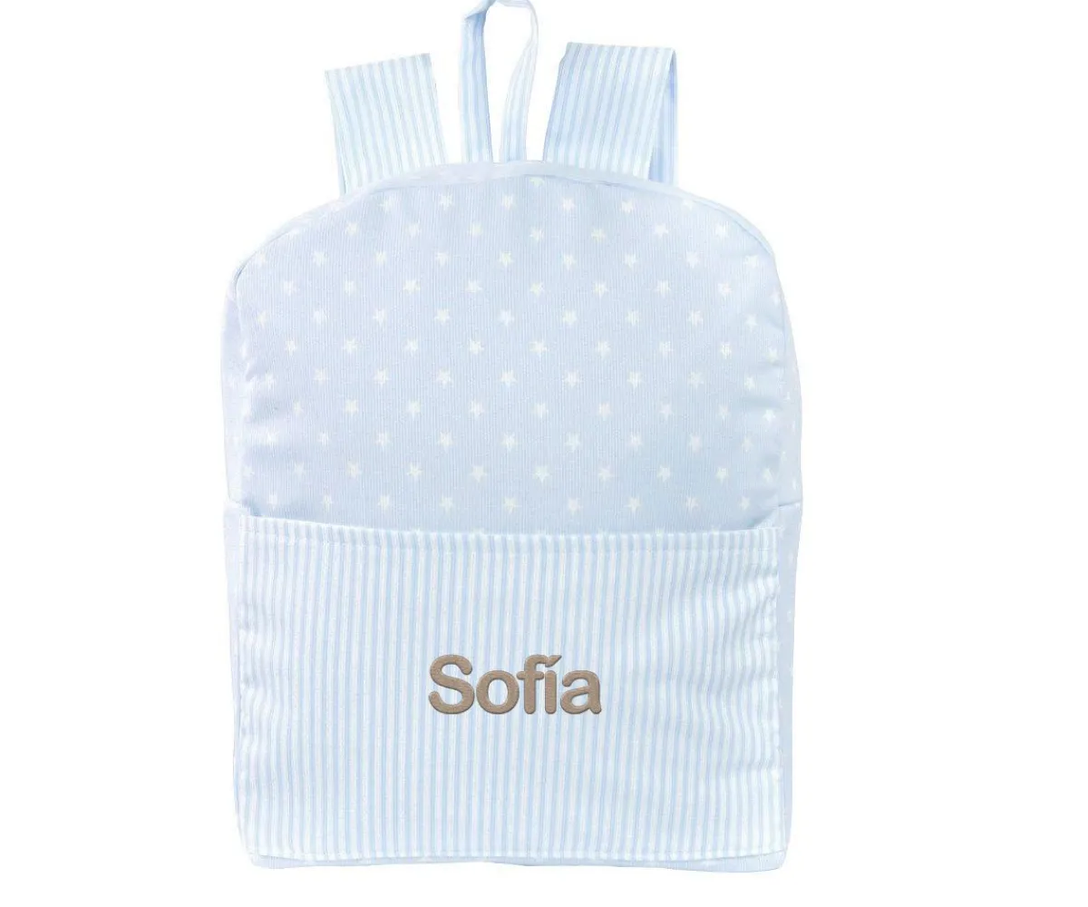 Mochilas Guardería^Cristina de Jos'h Mochila Classic Star Azul Personalizable