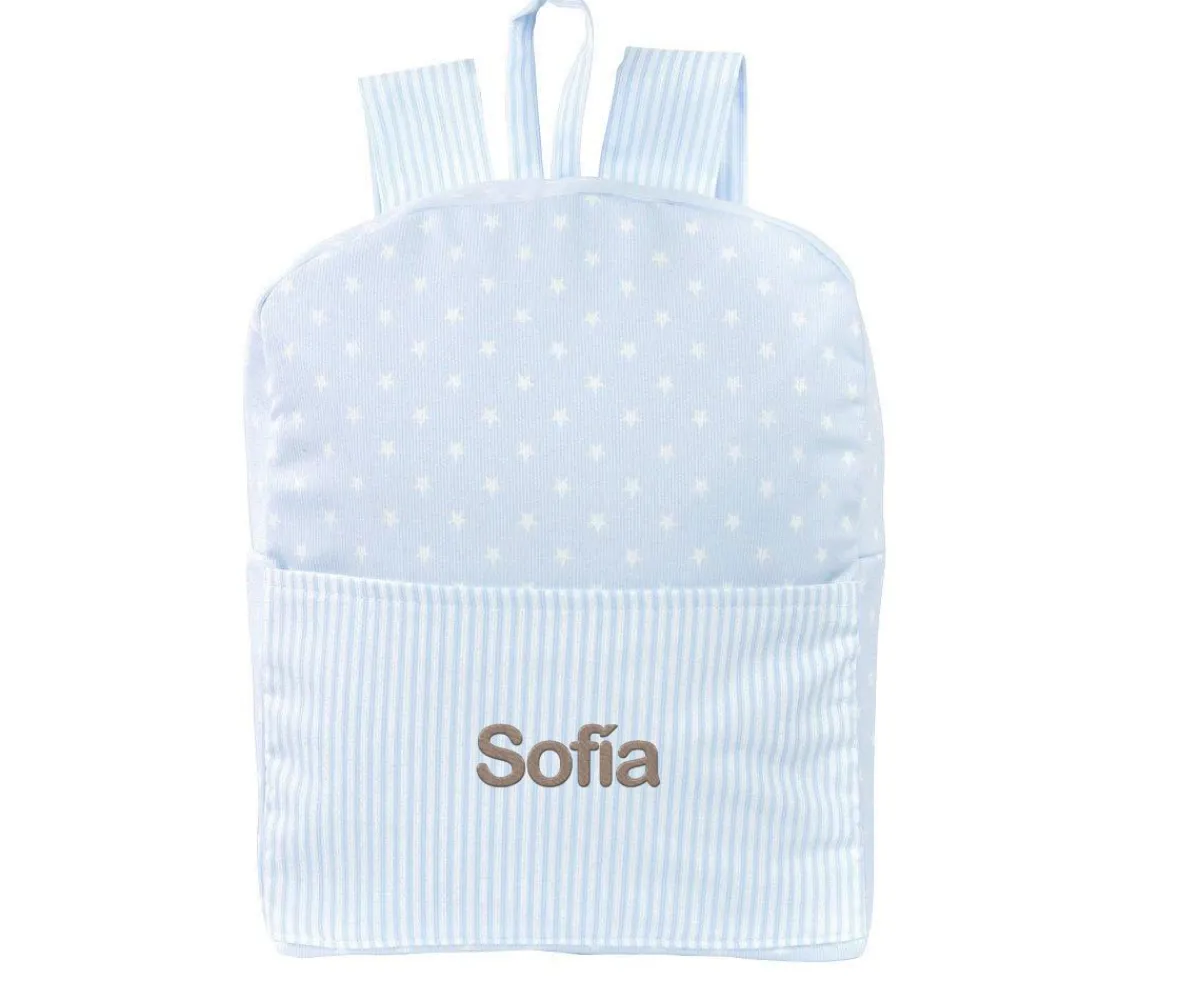 Mochilas Guardería^Cristina de Jos'h Mochila Classic Star Azul Personalizable
