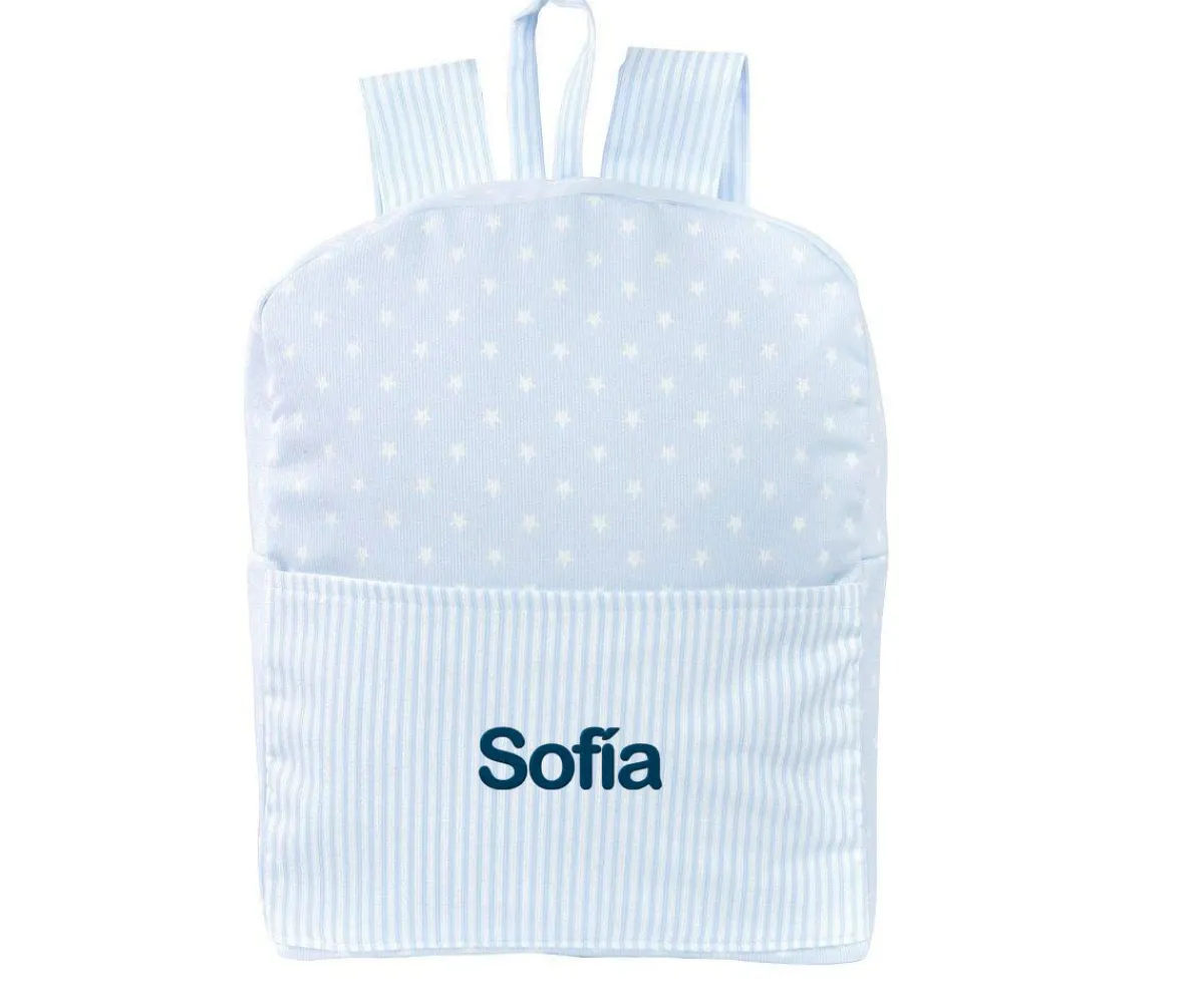 Mochilas Guardería^Cristina de Jos'h Mochila Classic Star Azul Personalizable