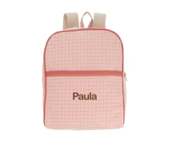 New Mochila Nordic Check Blush Personalizable Mochilas Guardería|Mochilas Preescolar