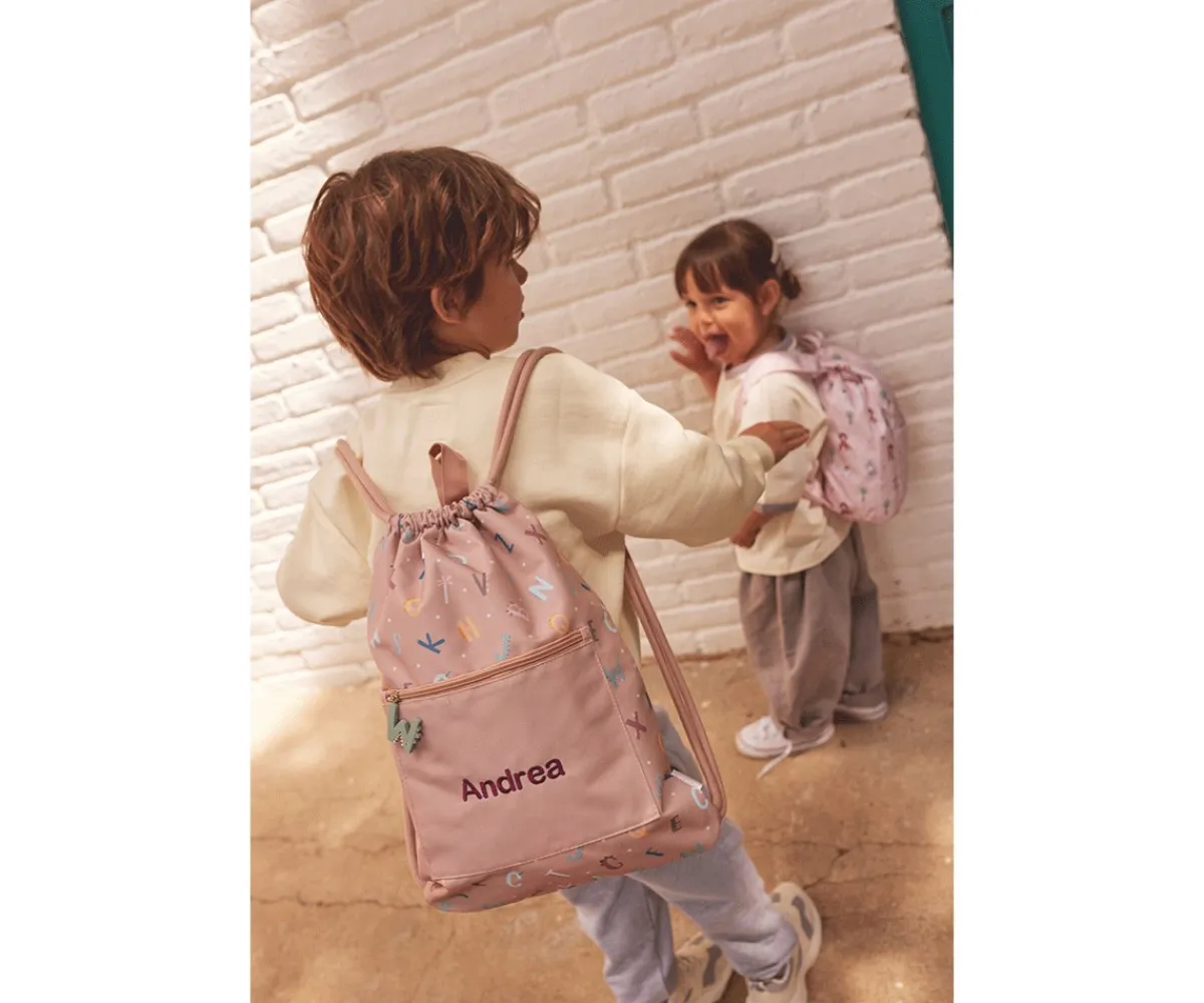 Colecciones Vuelta Al Cole^Tutete Mochila Saco Impermeable Funny Letters Personalizable