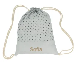 Mochilas Saco Infantiles^Cristina de Jos'h Mochila Saco Mini Star Grey Personalizable