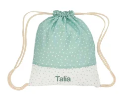 Mochilas Saco Infantiles^Cristina de Jos'h Mochila Saco Mini Star Verde Personalizable